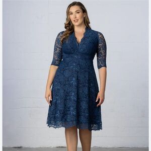 Kiyonna Navy Mademoiselle Lace Cocktail Dress
